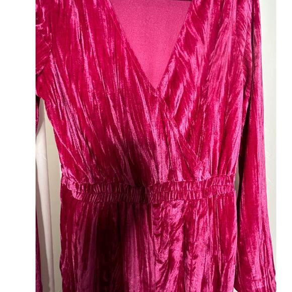 A New Day Pink Velet Jumpsuit with Bell Long Sleeve -Medium - Picture 3 of 9